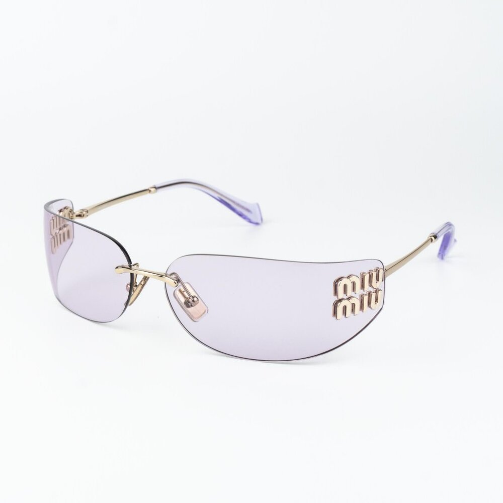 Miu Miu Men Sunglasses Gold Pink Rectangle Rimless MUA51S ZVN90O NEW AUTHENTIC